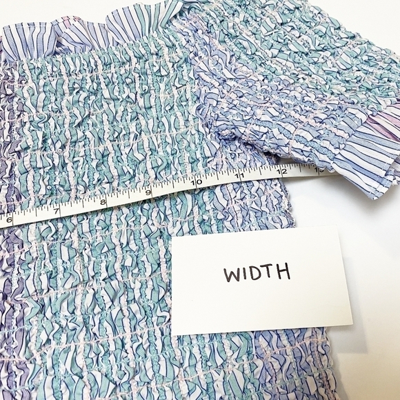 Petersyn NWT Kinsey Top XS smocked off the shoulder pastel spring cropped ruffle - Picture 7 of 11